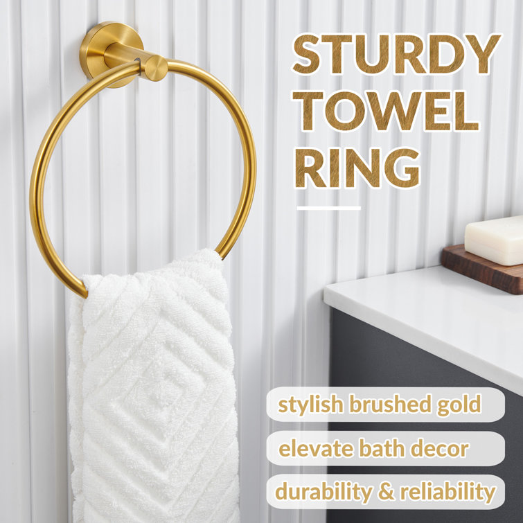 Brushed Brass Circular Wall Mounted Towel Ring