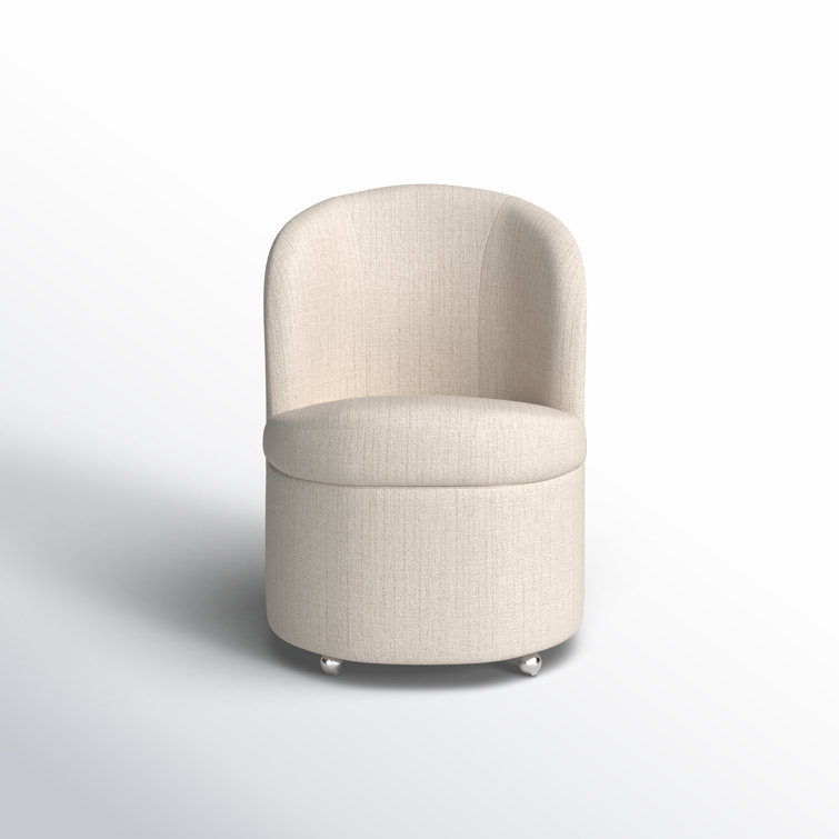 Hampton Cream Upholstered Parsons Side Chair with Chrome Casters