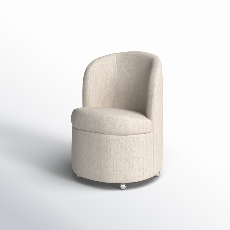 Hampton Cream Upholstered Parsons Side Chair with Chrome Casters