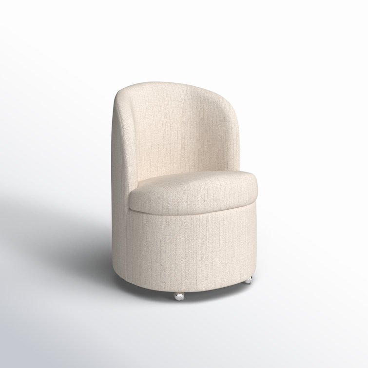 Hampton Cream Upholstered Parsons Side Chair with Chrome Casters