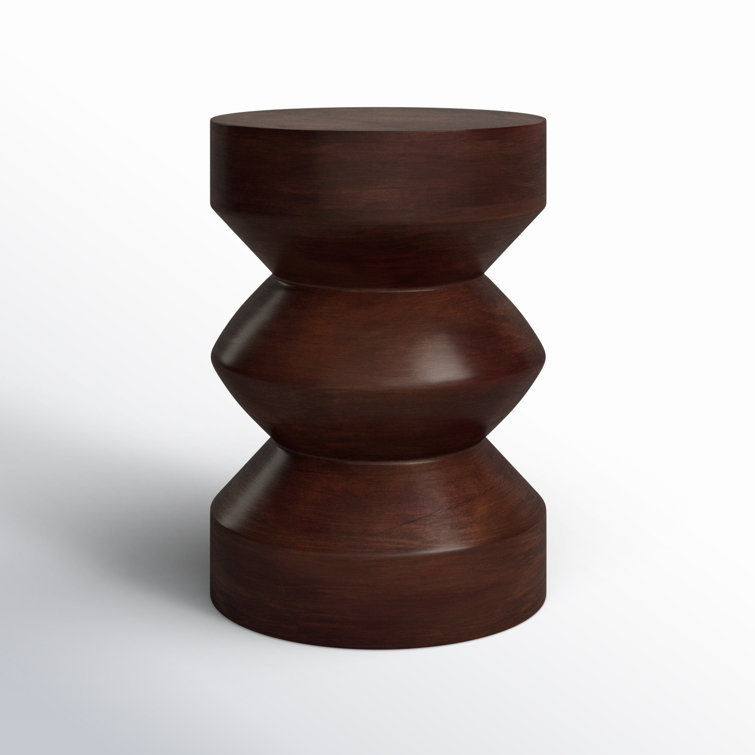 Walnut Brown Solid Mango Wood Round End Table