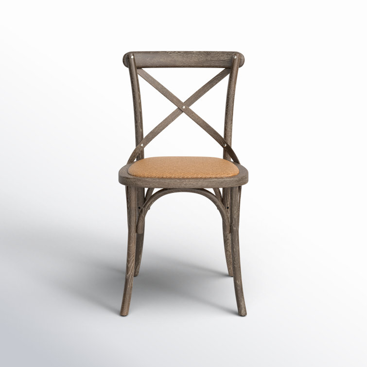 Gray Oak and Cane Cross Back Side Chair