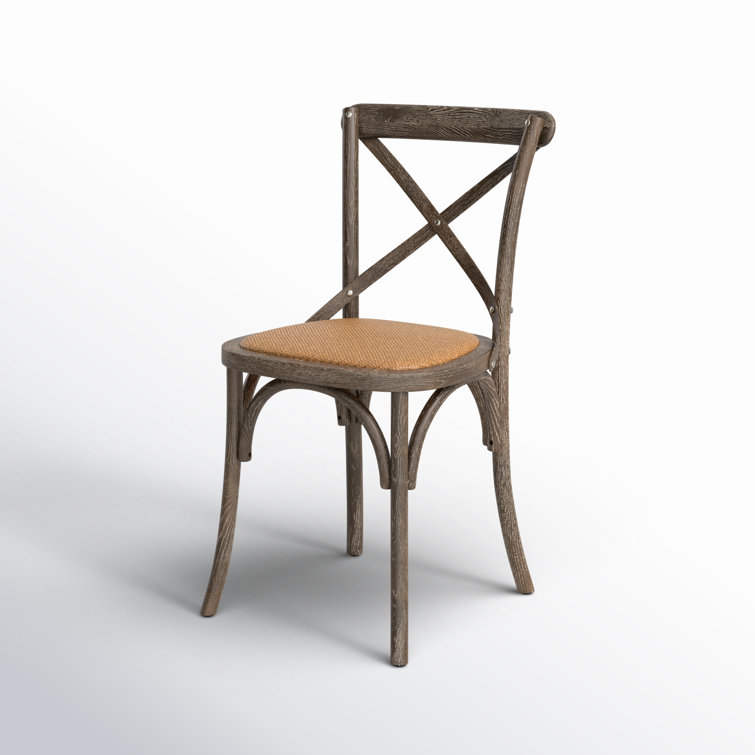 Gray Oak and Cane Cross Back Side Chair