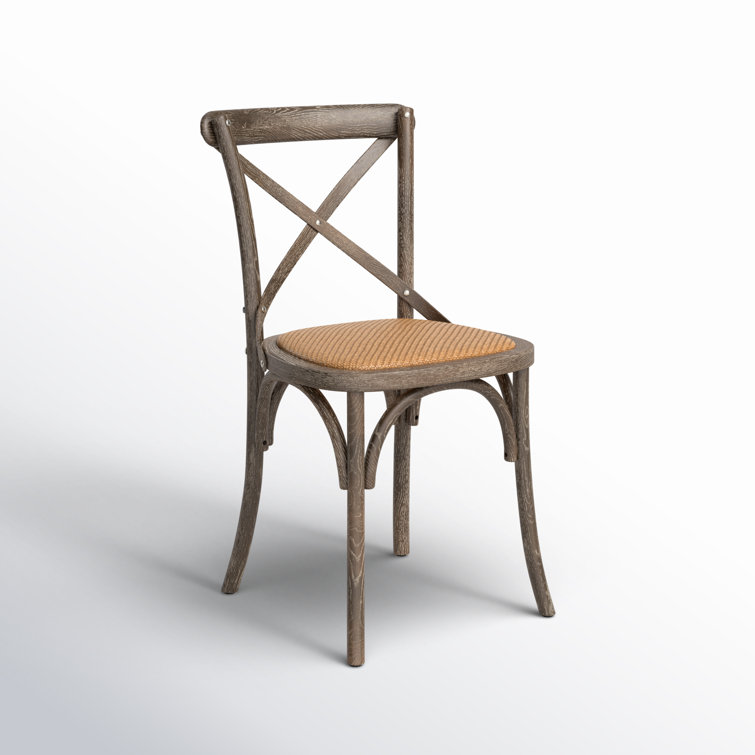Gray Oak and Cane Cross Back Side Chair