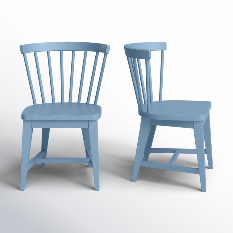 Blue Solid Wood Windsor Side Chair Set