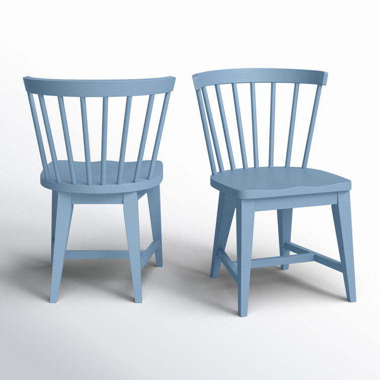 Blue Solid Wood Windsor Side Chair Set