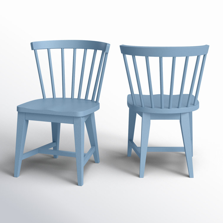 Blue Solid Wood Windsor Side Chair Set