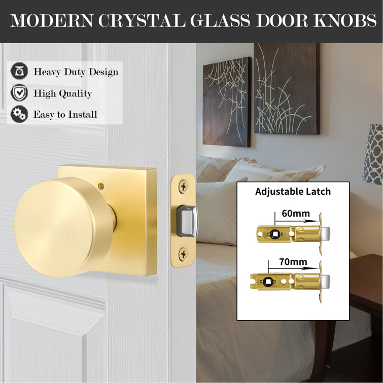 Satin Brass Round Privacy Door Knob with Keyless Lock