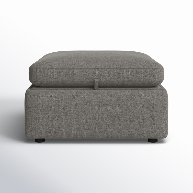 Fossil Gray 33.9'' Wide Linen Storage Ottoman