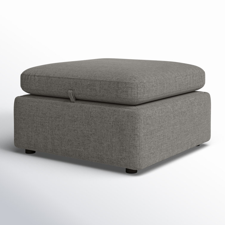 Fossil Gray 33.9'' Wide Linen Storage Ottoman