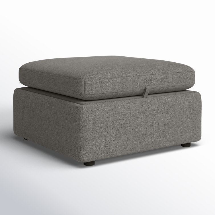 Fossil Gray 33.9'' Wide Linen Storage Ottoman