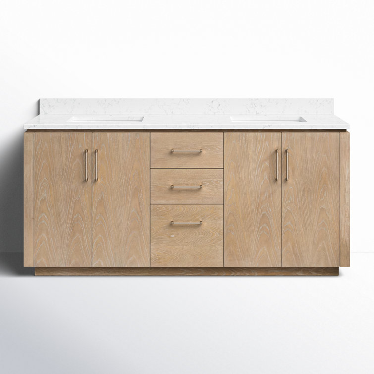 San 72'' Washed Ash Double Bathroom Vanity with Gold Hardware