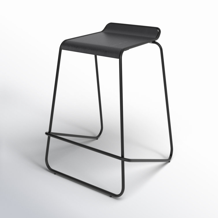 Black Metal Stackable Counter Stool with Sled Legs