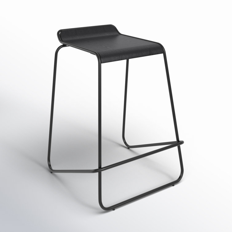 Black Metal Stackable Counter Stool with Sled Legs