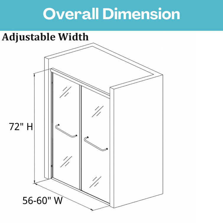 60" W x 72" H Oil Rubbed Bronze Double Sliding Shower Door