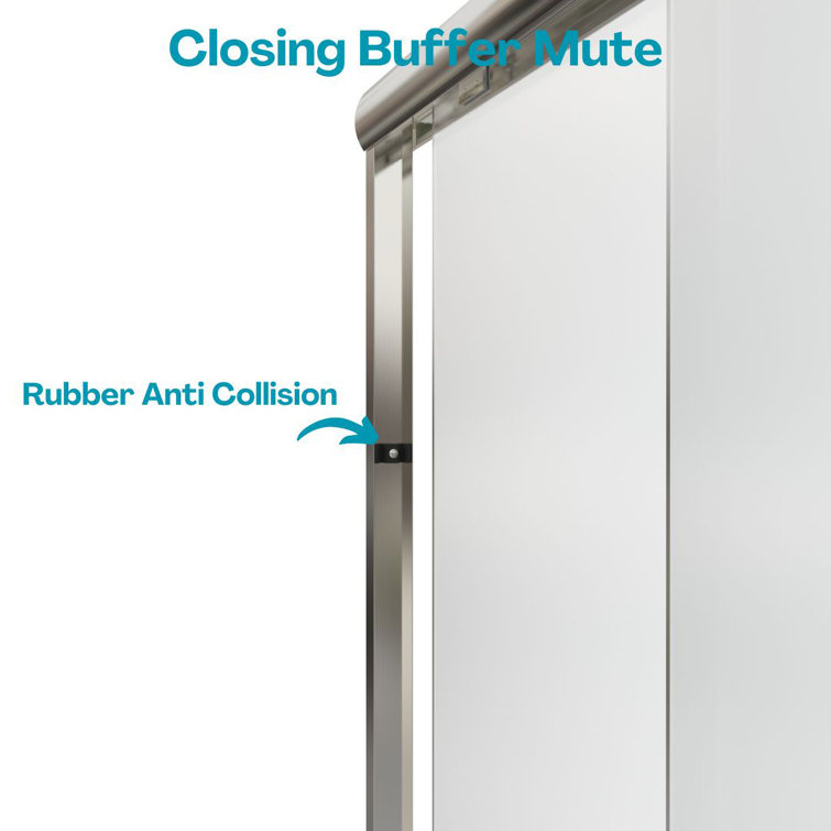 Nickel Framed Double Sliding Shower Door with Clear Glass Panels
