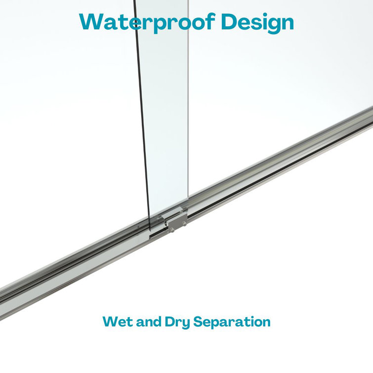 Nickel Framed Double Sliding Shower Door with Clear Glass Panels