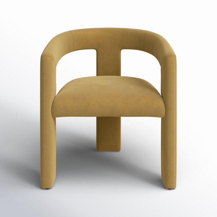 Tan Velvet Upholstered Dining Chair with Metal Legs