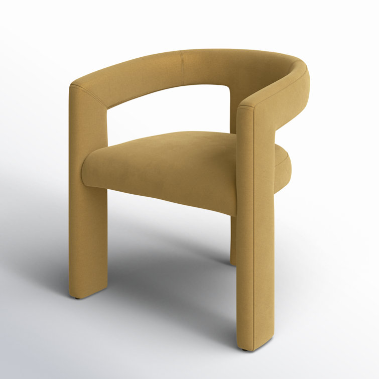 Tan Velvet Upholstered Dining Chair with Metal Legs
