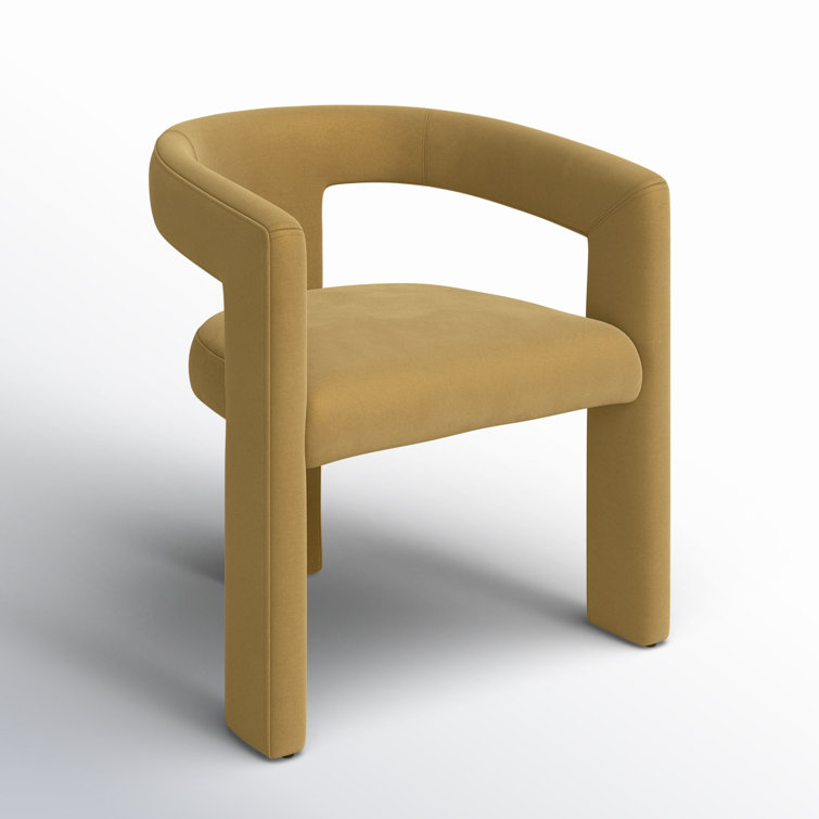 Tan Velvet Upholstered Dining Chair with Metal Legs