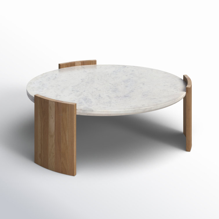 Whilem French Deco White Marble Round Coffee Table