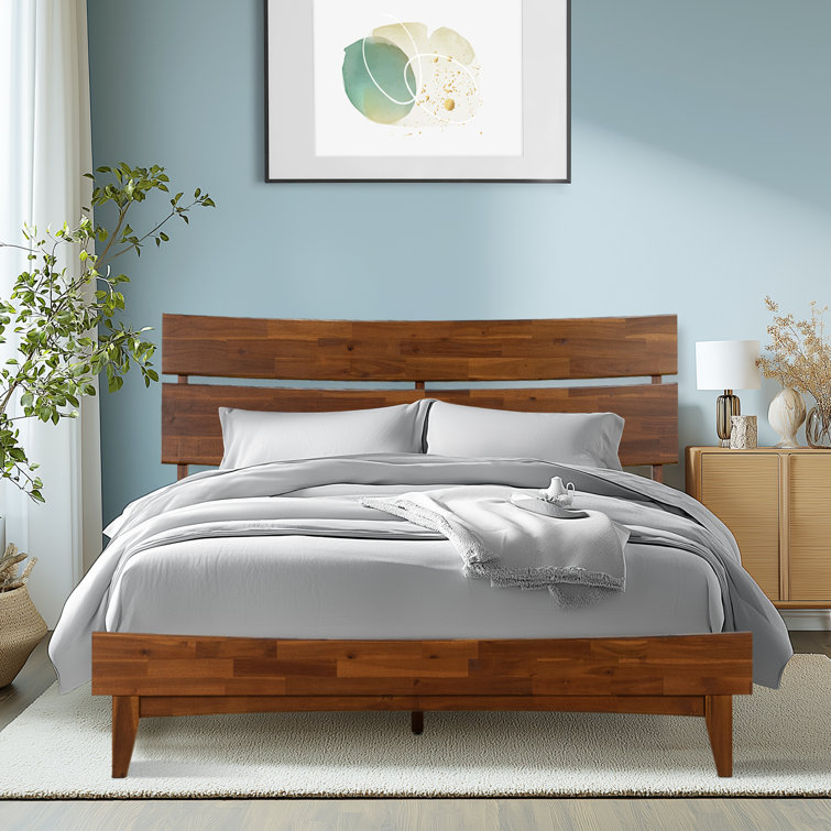 Aurora Chocolate King Solid Wood Bed Frame with Headboard