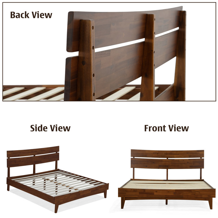 Aurora Chocolate King Solid Wood Bed Frame with Headboard