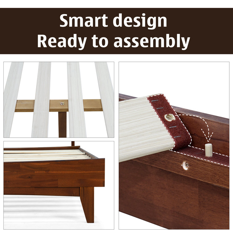 Aurora Chocolate King Solid Wood Bed Frame with Headboard
