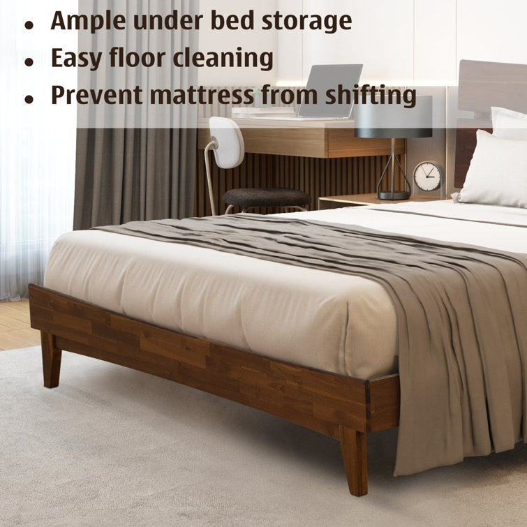 Aurora Chocolate King Solid Wood Bed Frame with Headboard