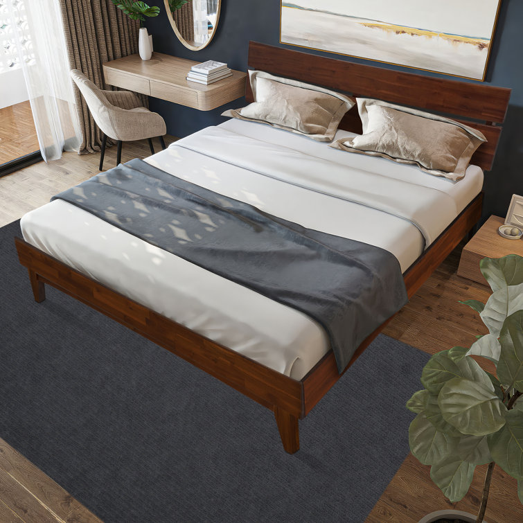 Aurora Chocolate King Solid Wood Bed Frame with Headboard
