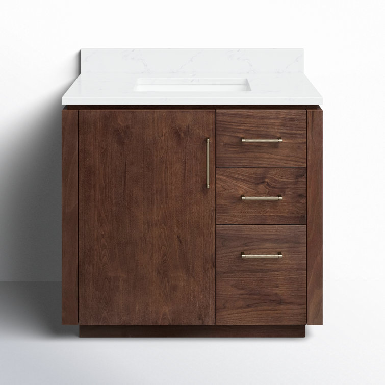 San 36'' Walnut and White Single Bathroom Vanity