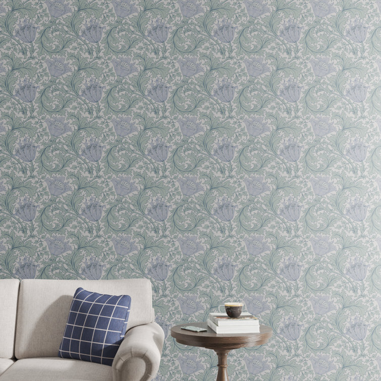 Periwinkle Blue Floral Non-Woven Wallpaper Roll