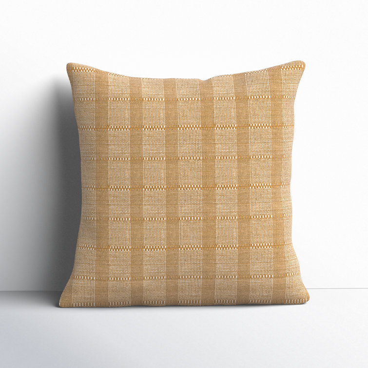Eli 22" Gold Woven Square Throw Pillow