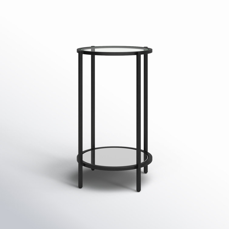 Ava 15" Round Black Metal and Clear Glass End Table
