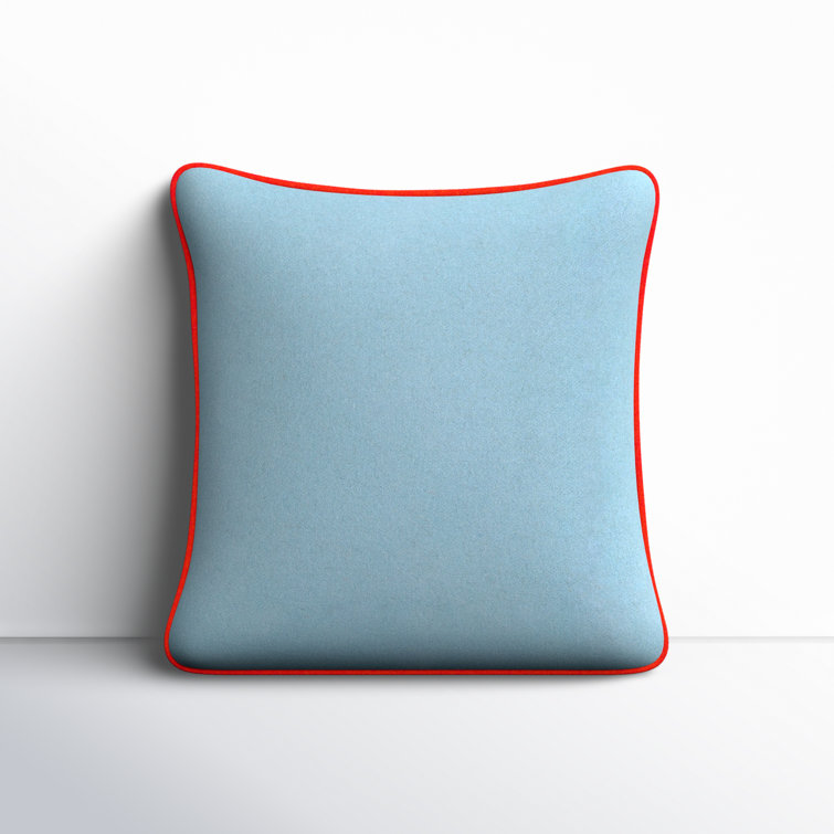 Denim and Orange Wool Square Throw Pillow