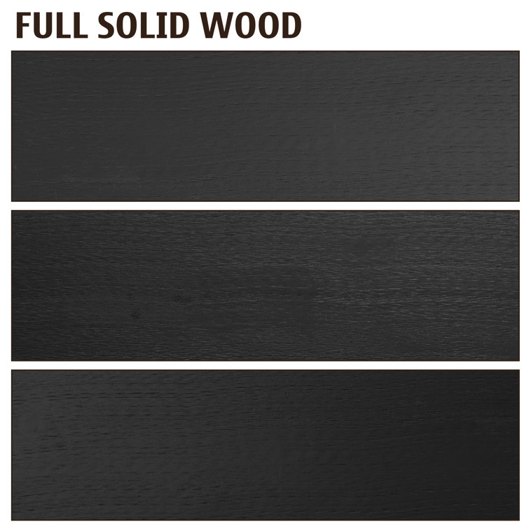 Aurora Black Queen Acacia Wood Bed Frame with Headboard