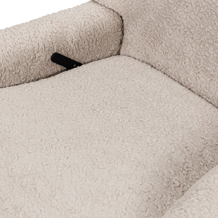 Earl Grey Shearling Swivel Recliner with Sustainably Sourced Wood