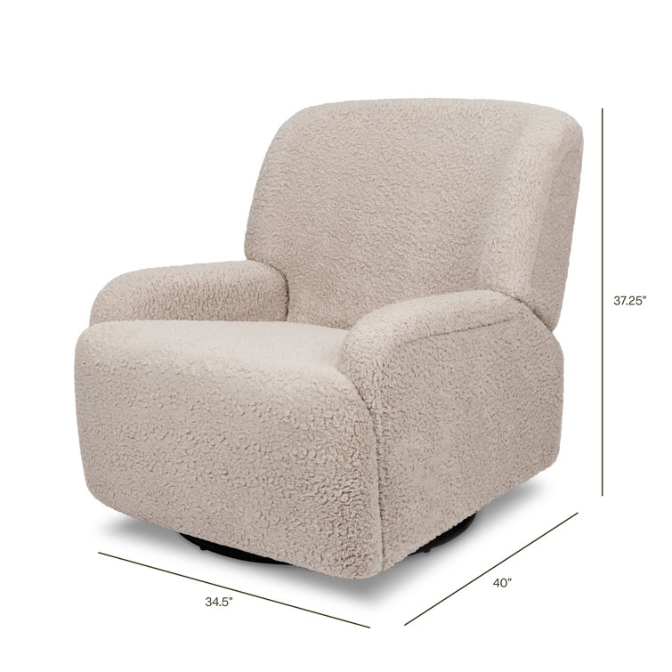 Earl Grey Shearling Swivel Recliner with Sustainably Sourced Wood