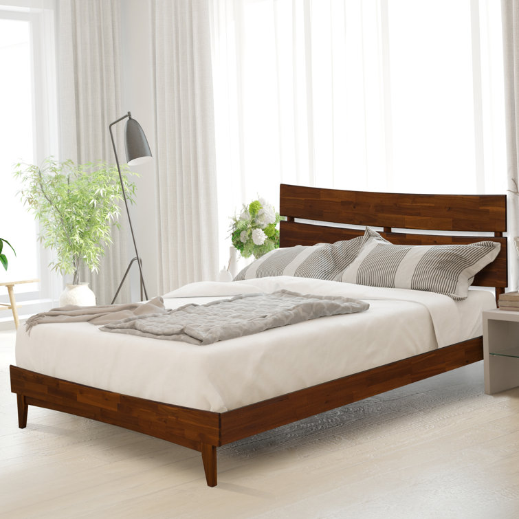 Aurora Queen Chocolate Acacia Wood Bed Frame with Headboard