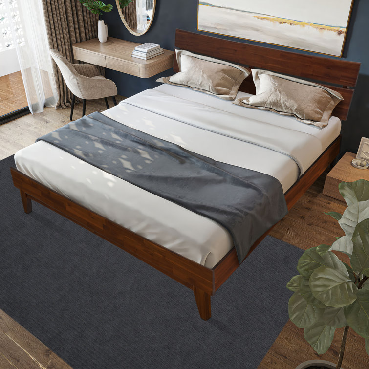 Aurora Queen Chocolate Acacia Wood Bed Frame with Headboard