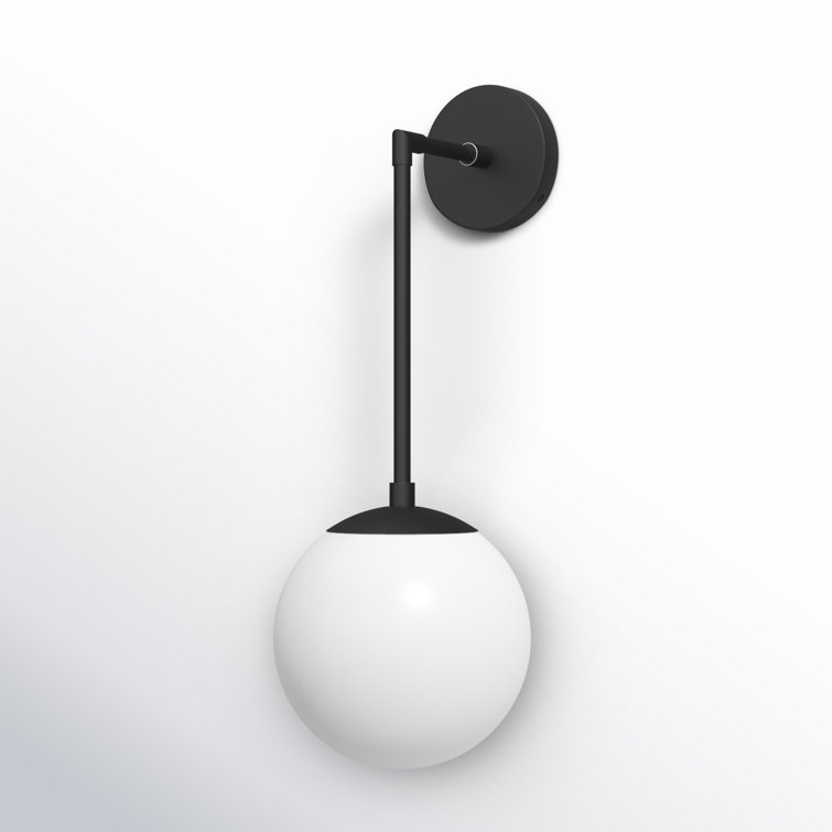 Warby Black Steel and Etched Opal Glass Dimmable Sconce