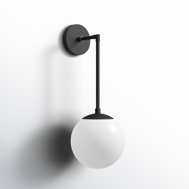 Warby Black Steel and Etched Opal Glass Dimmable Sconce