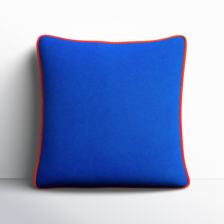 Lombard Blue and Orange Wool Blend 22" Throw Pillow