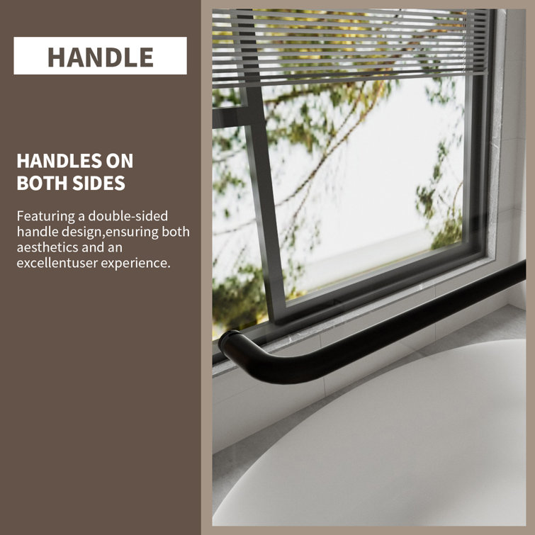 60'' Matte Black Semi-Frameless Sliding Tub Door with Clear Glass