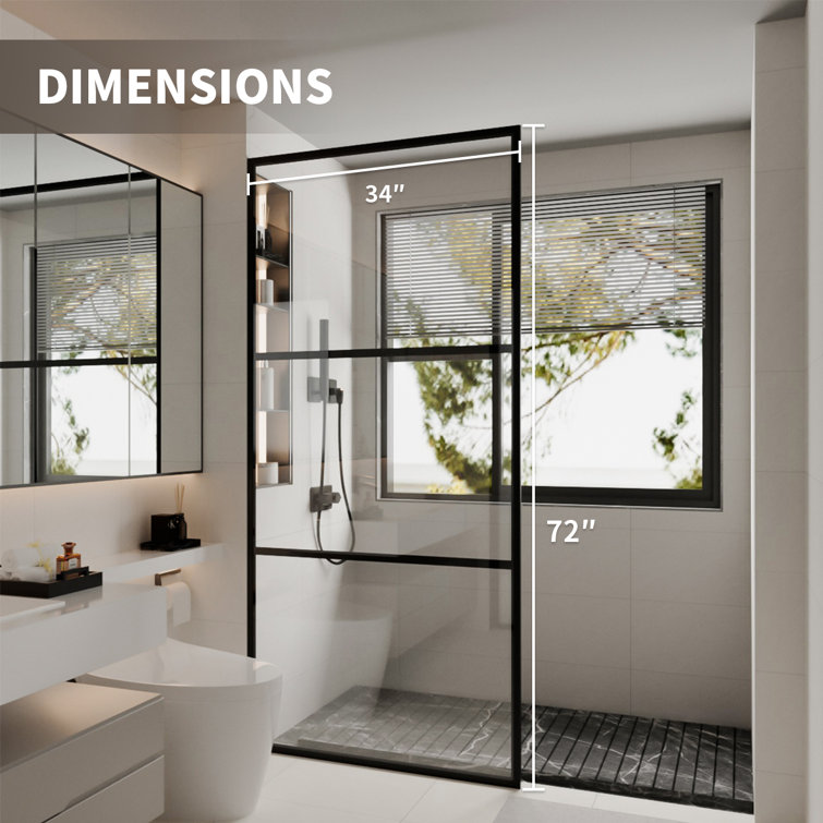 Matte Black Framed Clear Tempered Glass Shower Screen