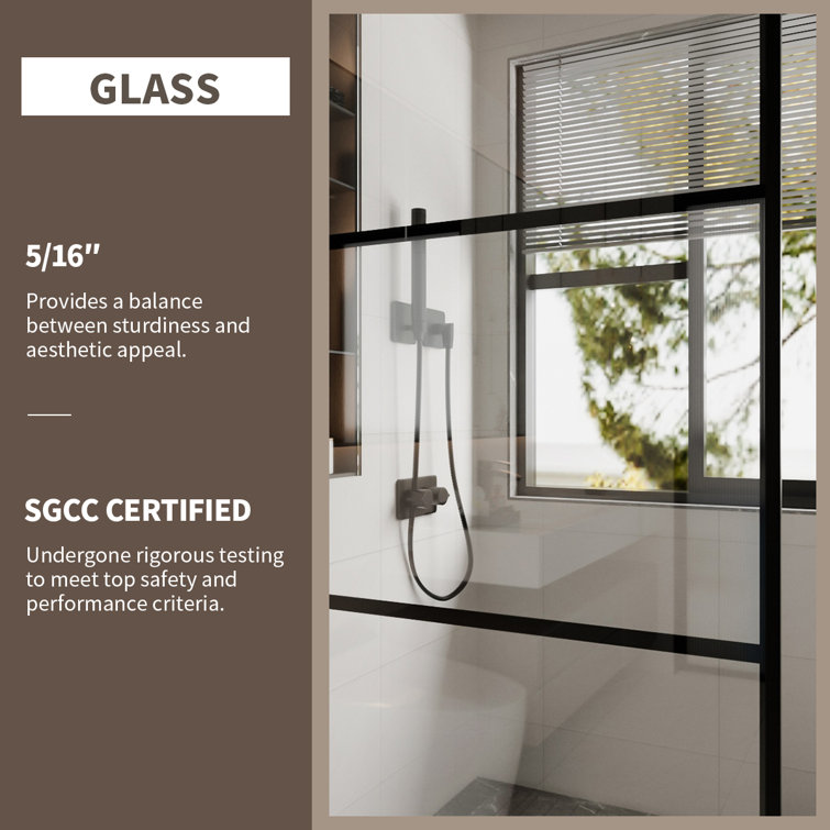 Matte Black Framed Clear Tempered Glass Shower Screen