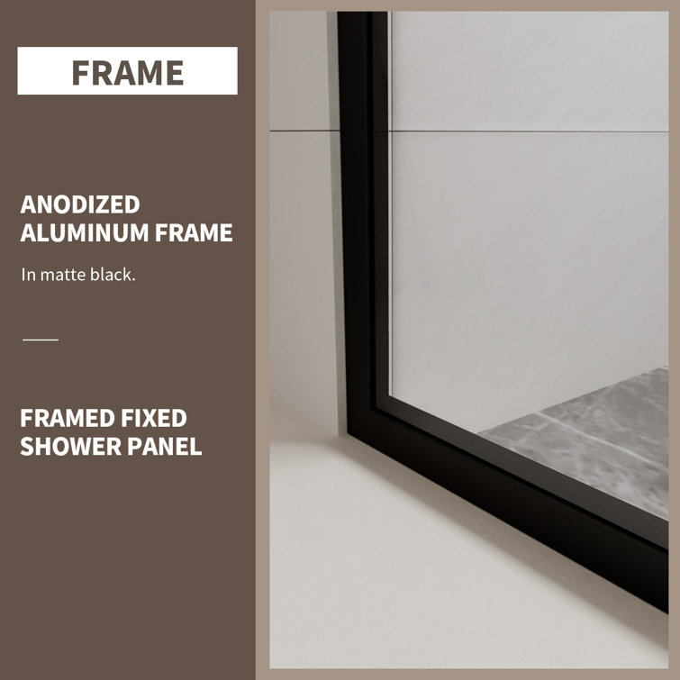 Matte Black Framed Clear Tempered Glass Shower Screen