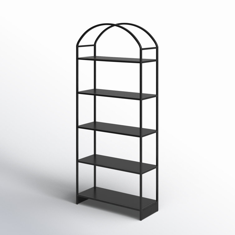 Modern Arched Black Iron Etagere Bookcase 39.5" W