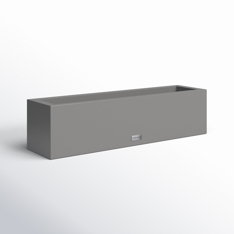 Gray Rectangular Plastic Window Box Planter with Drainage Holes