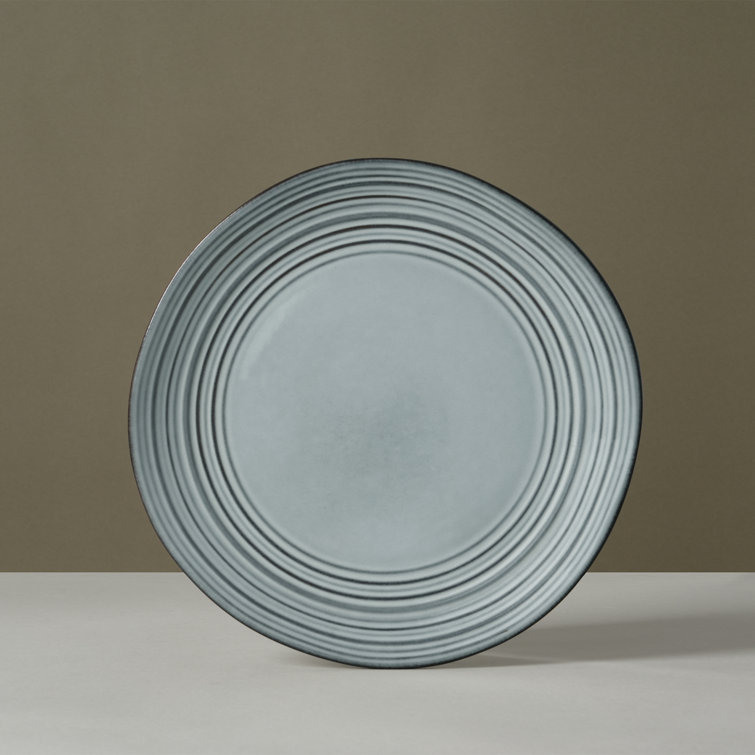 Ashy Blue Ceramic Dinner Plates Set - Microwave Safe